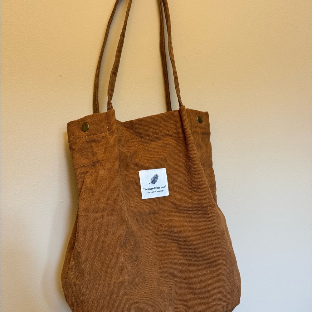 Brown Corduroy Tote Bag